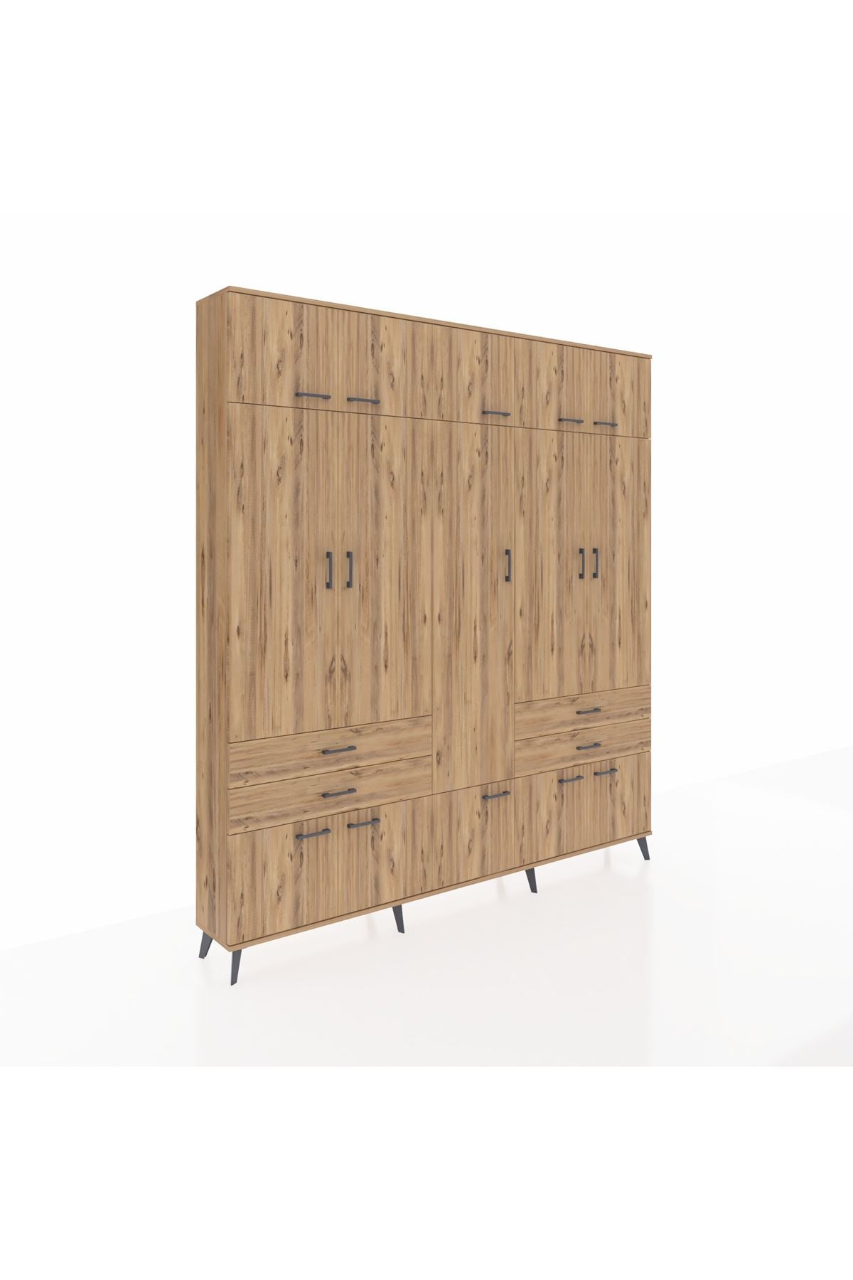 Arges Gardrop 11 Raflı 4 Çekmeceli 2 Askılı 220x30x243 Çam-Çam