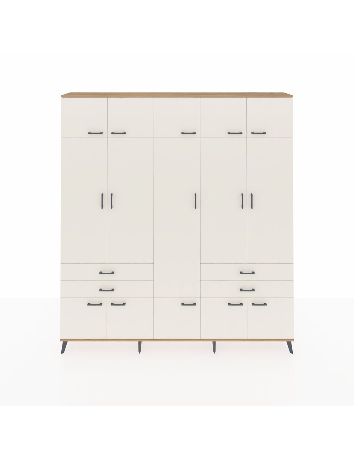 Arges Gardrop 11 Raflı 4 Çekmeceli 2 Askılı 220x30x243 Çam-Aytaşı