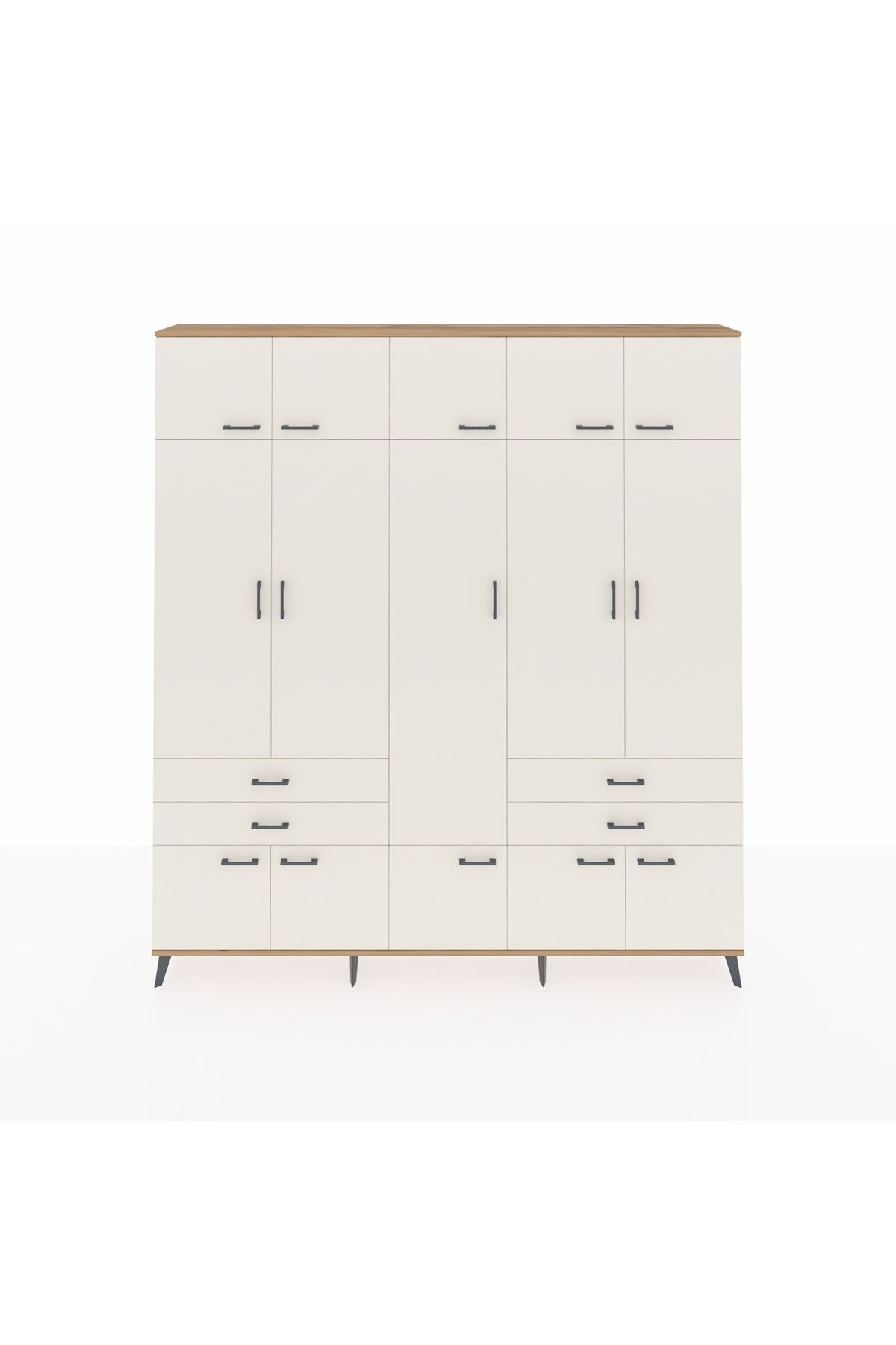 Arges Gardrop 11 Raflı 4 Çekmeceli 2 Askılı 220x30x243 Çam-Aytaşı