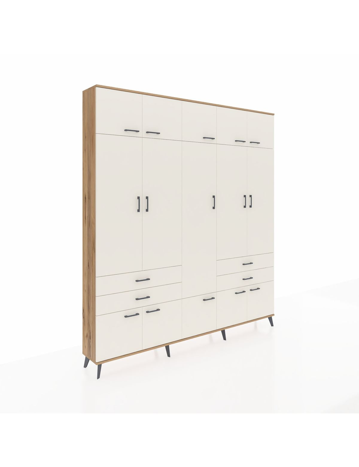 Arges Gardrop 11 Raflı 4 Çekmeceli 2 Askılı 220x30x243 Çam-Aytaşı