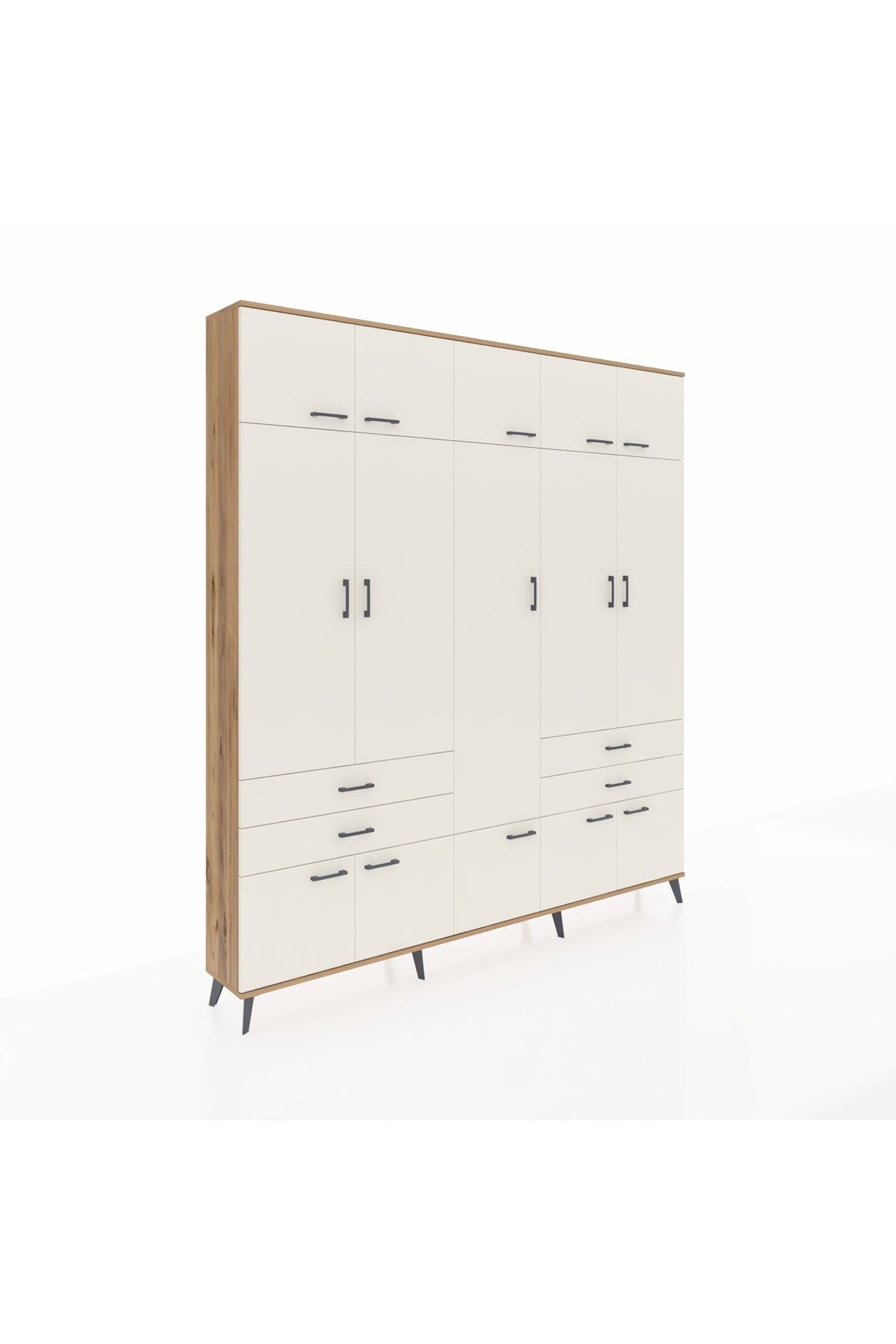 Arges Gardrop 11 Raflı 4 Çekmeceli 2 Askılı 220x30x243 Çam-Aytaşı