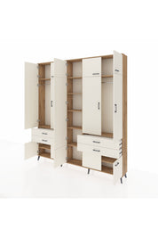 Arges Gardrop 11 Raflı 4 Çekmeceli 2 Askılı 220x30x243 Çam-Aytaşı