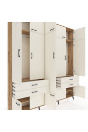 Arges Gardrop 11 Raflı 4 Çekmeceli 2 Askılı 220x30x243 Çam-Aytaşı