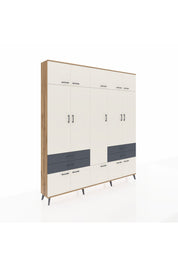 Arges Dolap 11 Raflı 4 Çekmeceli 2 Askılı 220x30x243 Çam-Aytaşı/Antrasit