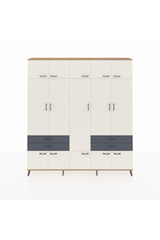 Arges Dolap 11 Raflı 4 Çekmeceli 2 Askılı 220x30x243 Çam-Aytaşı/Antrasit