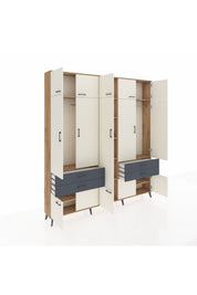 Arges Dolap 11 Raflı 4 Çekmeceli 2 Askılı 220x30x243 Çam-Aytaşı/Antrasit