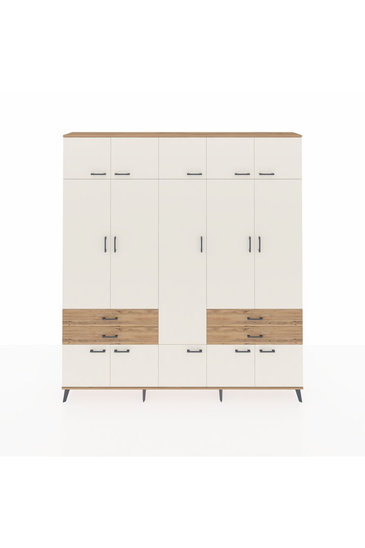 Arges Dolap 11 Raflı 4 Çekmeceli 2 Askılı 220x30x243 Çam-Aytaşı/Çam