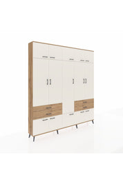 Arges Dolap 11 Raflı 4 Çekmeceli 2 Askılı 220x30x243 Çam-Aytaşı/Çam