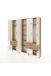 Arges Dolap 11 Raflı 4 Çekmeceli 2 Askılı 220x30x243 Çam-Aytaşı/Çam