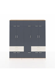 Arges Dolap 11 Raflı 4 Çekmeceli 2 Askılı 220x30x243 Çam-Antrasit/Aytaşı