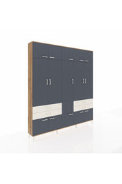 Arges Dolap 11 Raflı 4 Çekmeceli 2 Askılı 220x30x243 Çam-Antrasit/Aytaşı