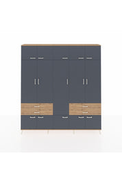 Arges Dolap 11 Raflı 4 Çekmeceli 2 Askılı 220x30x243 Çam-Antrasit/Çam