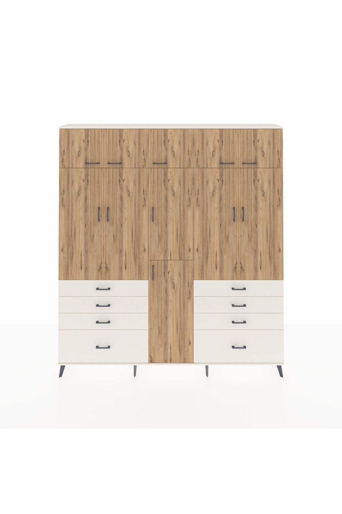 Arges Dolap 8 Raflı 8 Çekmeceli 3 Askılı 220x30x243 Aytaşı-Çam/Aytaşı