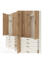 Arges Dolap 8 Raflı 8 Çekmeceli 3 Askılı 220x30x243 Aytaşı-Çam/Aytaşı