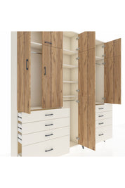 Arges Dolap 8 Raflı 8 Çekmeceli 3 Askılı 220x30x243 Aytaşı-Çam/Aytaşı