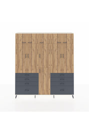 Arges Dolap 8 Raflı 8 Çekmeceli 3 Askılı 220x30x243 Aytaşı-Çam/Antrasit