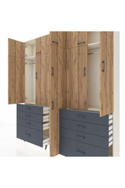 Arges Dolap 8 Raflı 8 Çekmeceli 3 Askılı 220x30x243 Aytaşı-Çam/Antrasit