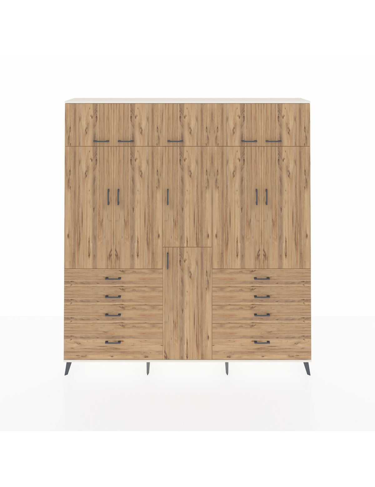 Arges Gardrop 8 Raflı 8 Çekmeceli 3 Askılı 220x30x243 Aytaşı-Çam