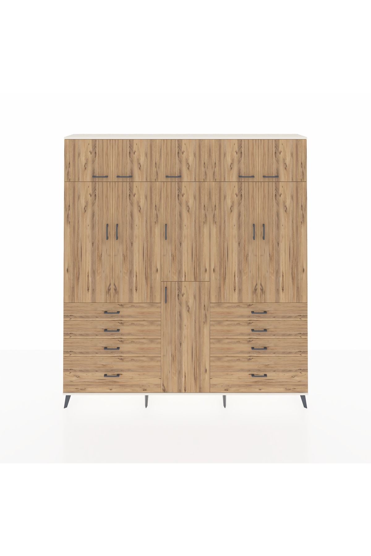 Arges Gardrop 8 Raflı 8 Çekmeceli 3 Askılı 220x30x243 Aytaşı-Çam