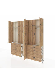 Arges Gardrop 8 Raflı 8 Çekmeceli 3 Askılı 220x30x243 Aytaşı-Çam