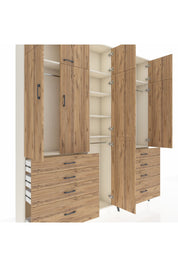 Arges Gardrop 8 Raflı 8 Çekmeceli 3 Askılı 220x30x243 Aytaşı-Çam