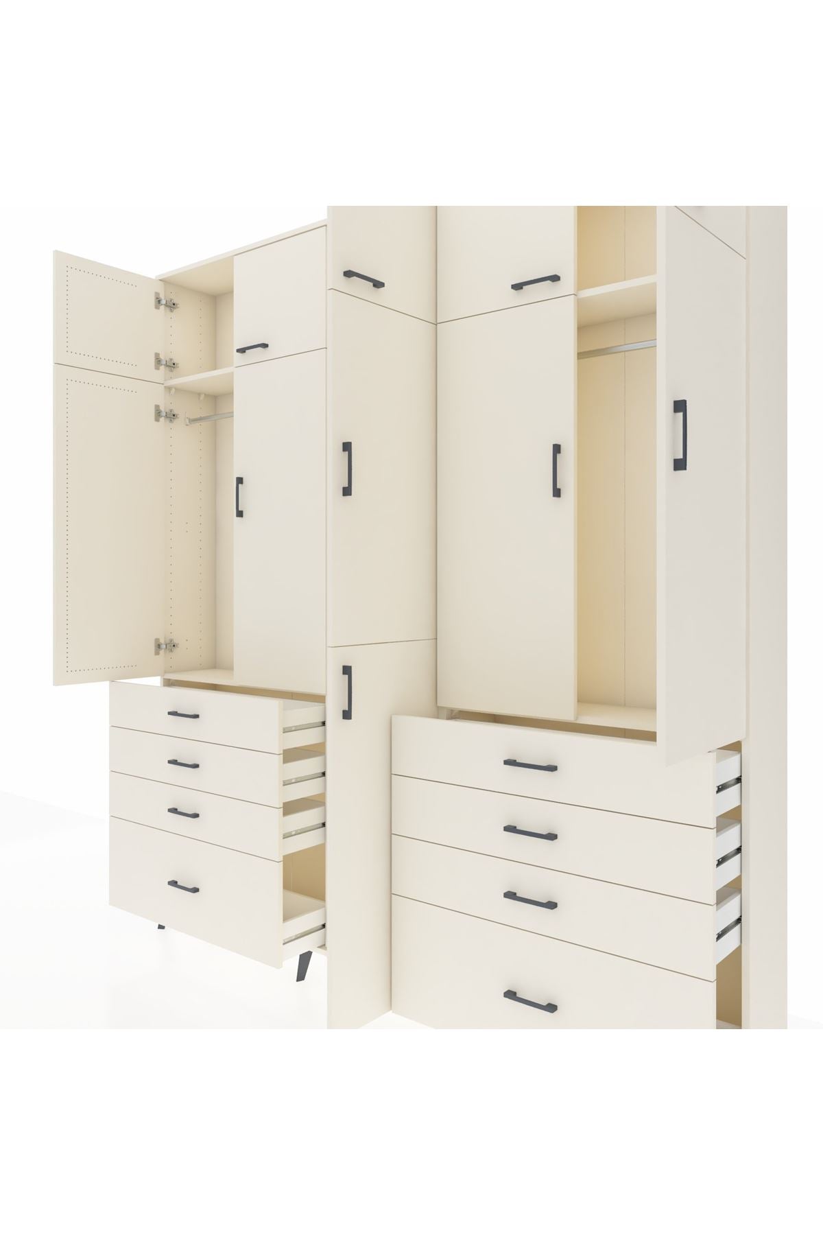 Arges Gardrop 8 Raflı 8 Çekmeceli 3 Askılı 220x30x243 Aytaşı-Aytaşı