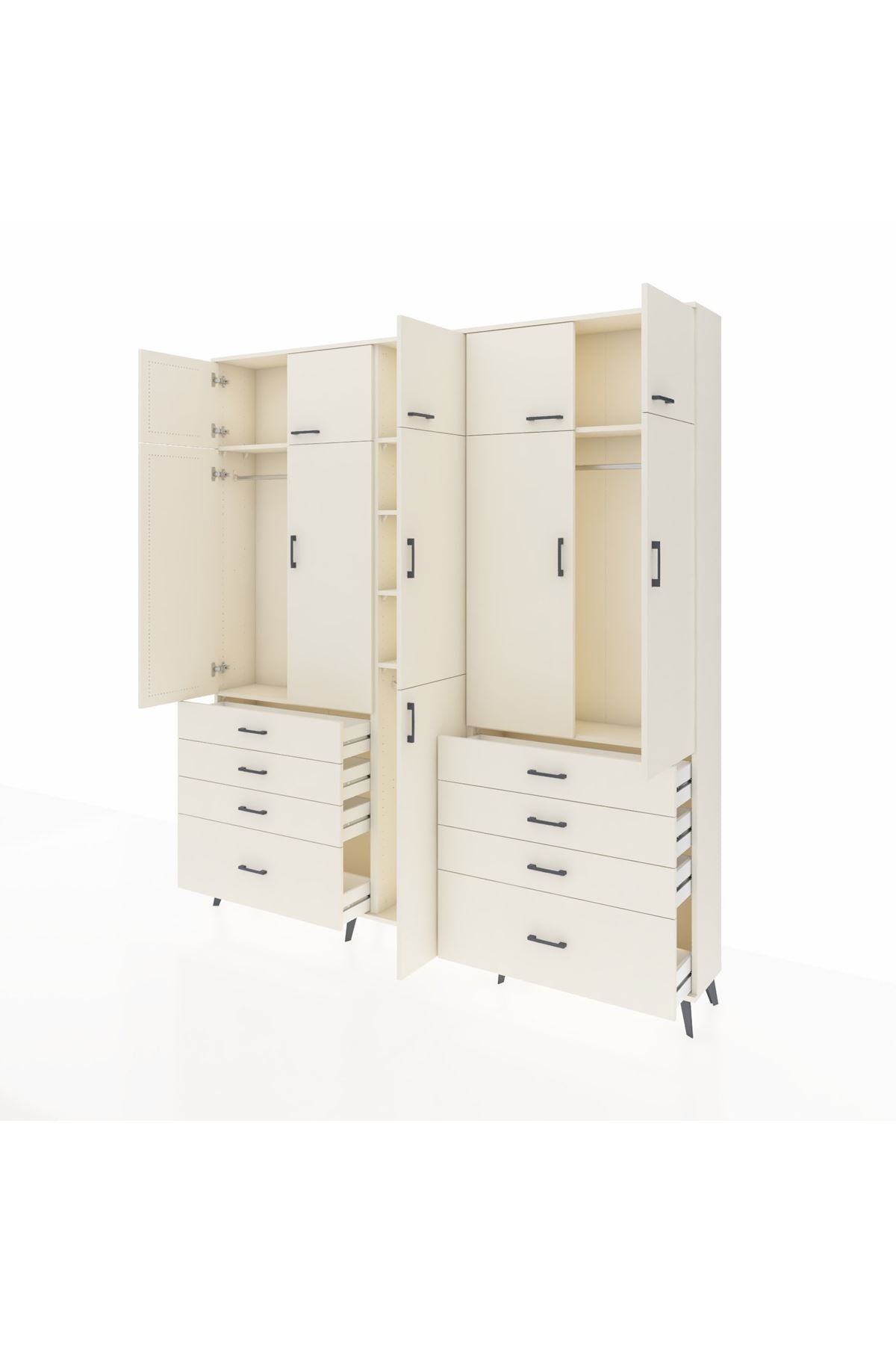 Arges Gardrop 8 Raflı 8 Çekmeceli 3 Askılı 220x30x243 Aytaşı-Aytaşı