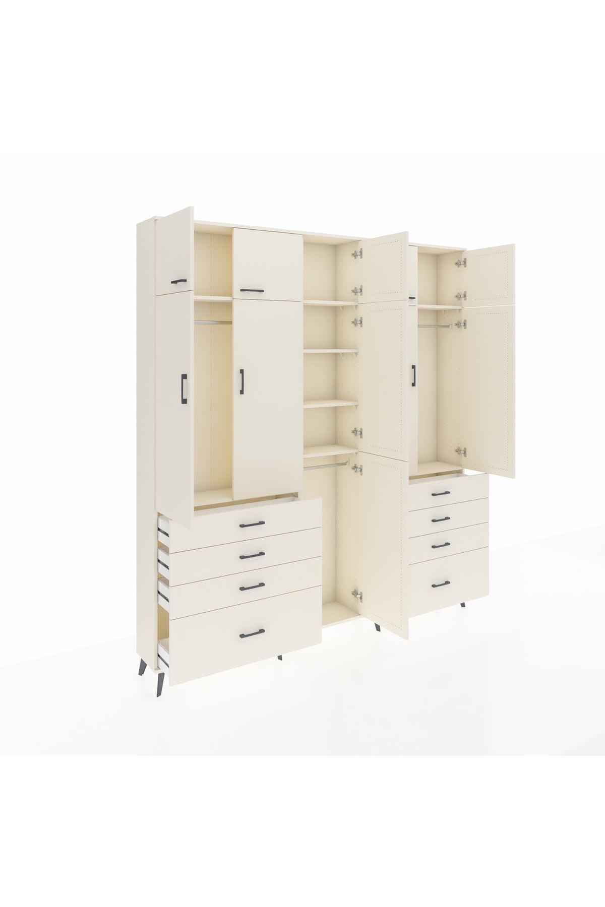 Arges Gardrop 8 Raflı 8 Çekmeceli 3 Askılı 220x30x243 Aytaşı-Aytaşı