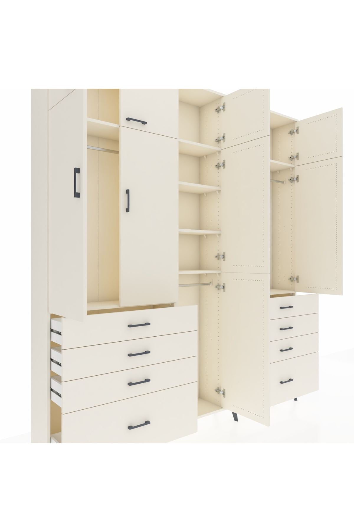 Arges Gardrop 8 Raflı 8 Çekmeceli 3 Askılı 220x30x243 Aytaşı-Aytaşı