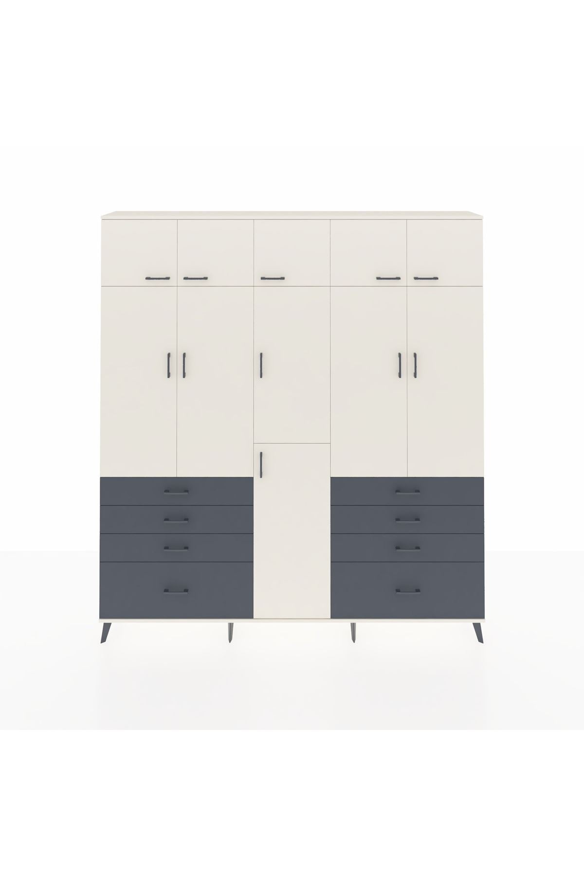 Arges Dolap 8 Raflı 8 Çekmeceli 3 Askılı 220x30x243 Aytaşı-Aytaşı/Antrasit