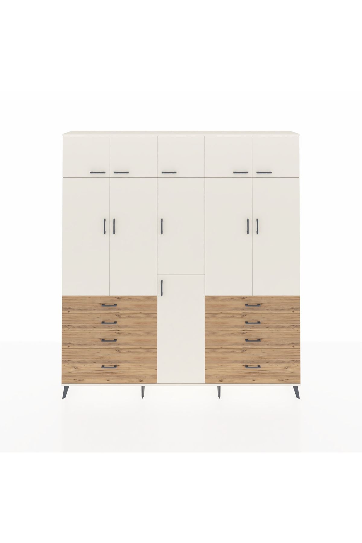 Arges Dolap 8 Raflı 8 Çekmeceli 3 Askılı 220x30x243 Aytaşı-Aytaşı/Çam