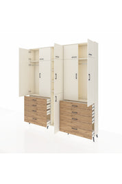 Arges Dolap 8 Raflı 8 Çekmeceli 3 Askılı 220x30x243 Aytaşı-Aytaşı/Çam