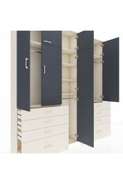 Arges Dolap 8 Raflı 8 Çekmeceli 3 Askılı 220x30x243 Aytaşı-Antrasit/Aytaşı