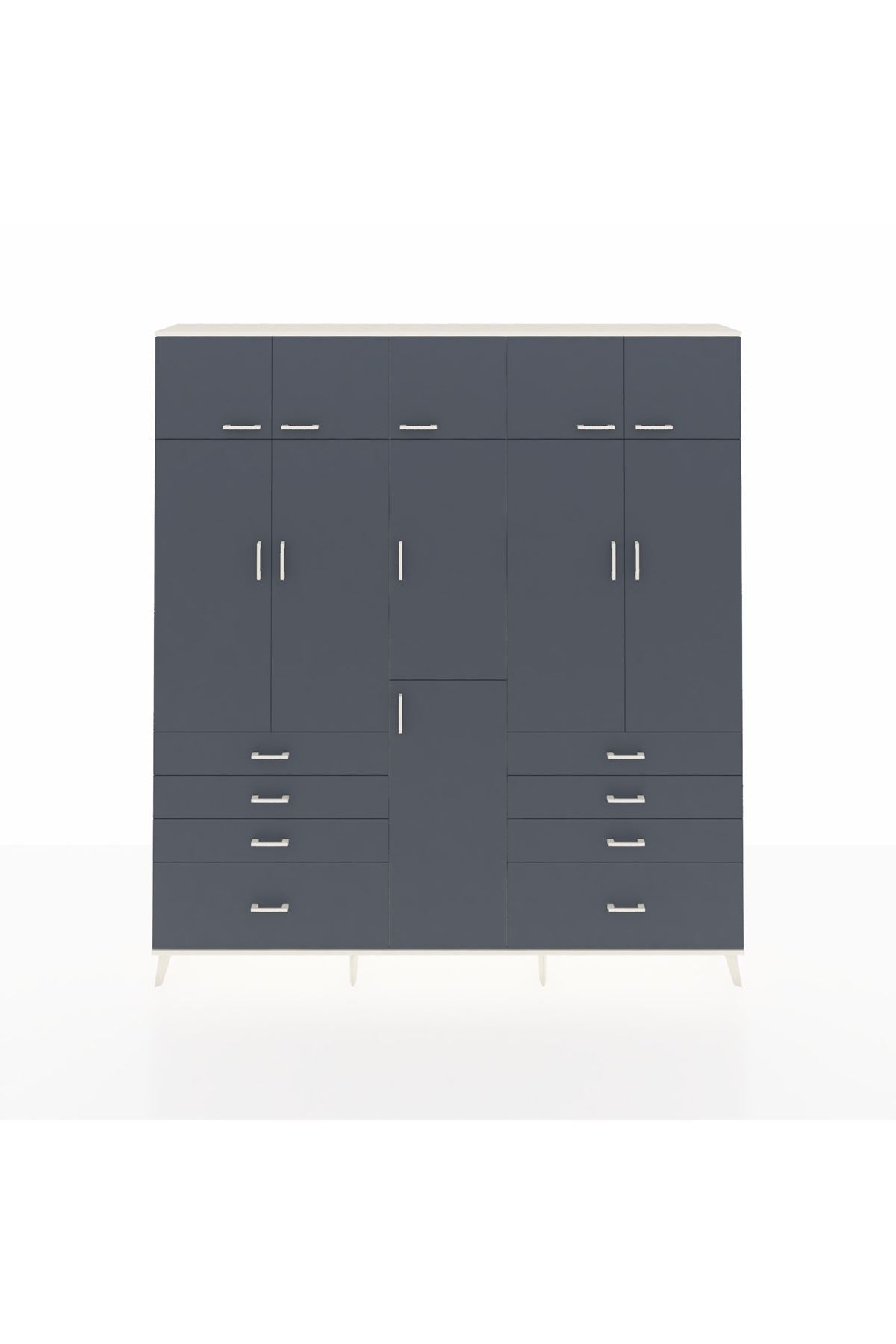 Arges Gardrop 8 Raflı 8 Çekmeceli 3 Askılı 220x30x243 Aytaşı-Antrasit