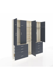 Arges Gardrop 8 Raflı 8 Çekmeceli 3 Askılı 220x30x243 Aytaşı-Antrasit