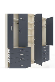 Arges Gardrop 8 Raflı 8 Çekmeceli 3 Askılı 220x30x243 Aytaşı-Antrasit