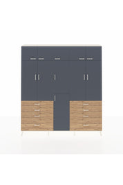 Arges Dolap 8 Raflı 8 Çekmeceli 3 Askılı 220x30x243 Aytaşı-Antrasit/Çam