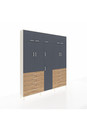 Arges Dolap 8 Raflı 8 Çekmeceli 3 Askılı 220x30x243 Aytaşı-Antrasit/Çam