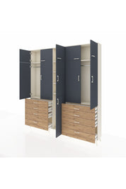 Arges Dolap 8 Raflı 8 Çekmeceli 3 Askılı 220x30x243 Aytaşı-Antrasit/Çam