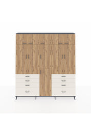 Arges Dolap 8 Raflı 8 Çekmeceli 3 Askılı 220x30x243 Antrasit-Çam/Aytaşı