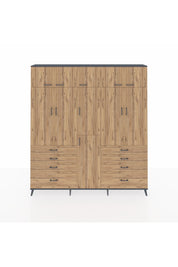 Arges Gardrop 8 Raflı 8 Çekmeceli 3 Askılı 220x30x243 Antrasit-Çam