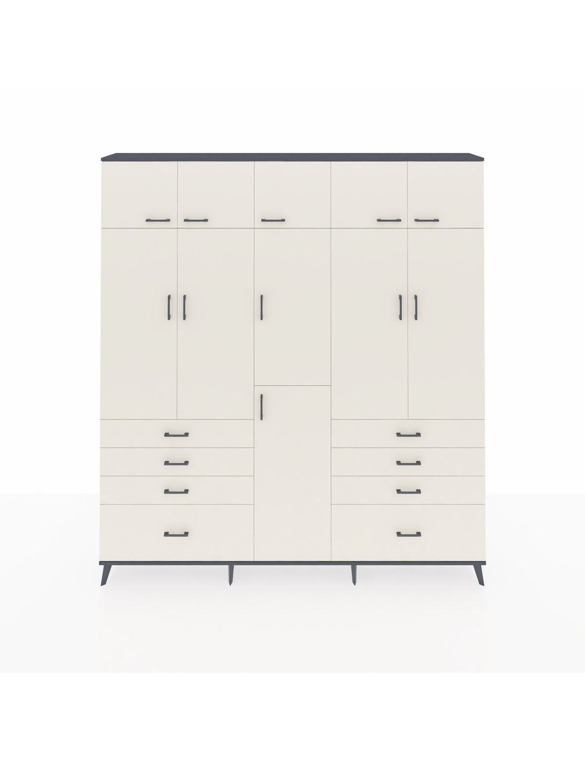 Arges Gardrop 8 Raflı 8 Çekmeceli 3 Askılı 220x30x243 Antrasit-Aytaşı