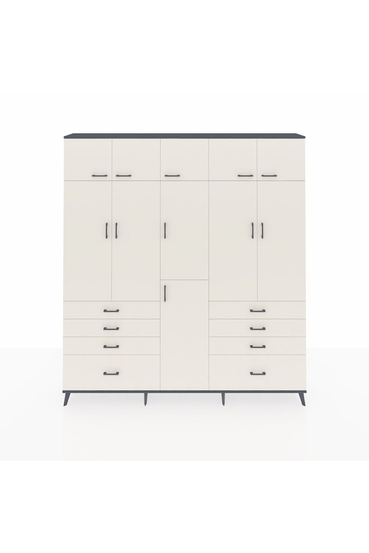 Arges Gardrop 8 Raflı 8 Çekmeceli 3 Askılı 220x30x243 Antrasit-Aytaşı