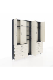 Arges Gardrop 8 Raflı 8 Çekmeceli 3 Askılı 220x30x243 Antrasit-Aytaşı