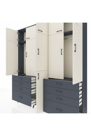 Arges Dolap 8 Raflı 8 Çekmeceli 3 Askılı 220x30x243 Antrasit-Aytaşı/Antrasit