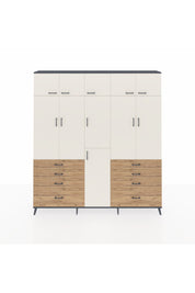 Arges Dolap 8 Raflı 8 Çekmeceli 3 Askılı 220x30x243 Antrasit-Aytaşı/Çam