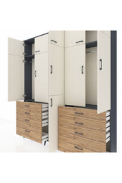 Arges Dolap 8 Raflı 8 Çekmeceli 3 Askılı 220x30x243 Antrasit-Aytaşı/Çam