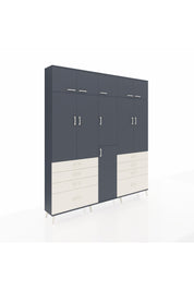 Arges Dolap 8 Raflı 8 Çekmeceli 3 Askılı 220x30x243 Antrasit-Antrasit/Aytaşı