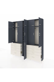 Arges Dolap 8 Raflı 8 Çekmeceli 3 Askılı 220x30x243 Antrasit-Antrasit/Aytaşı