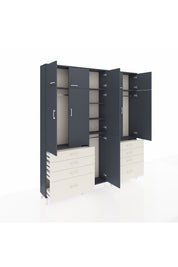 Arges Dolap 8 Raflı 8 Çekmeceli 3 Askılı 220x30x243 Antrasit-Antrasit/Aytaşı